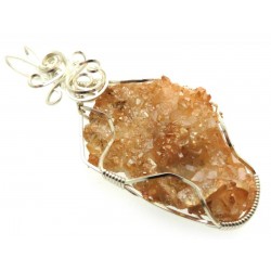 Tangerine Aura Cluster Silver Plated Wire Wrapped Pendant 02